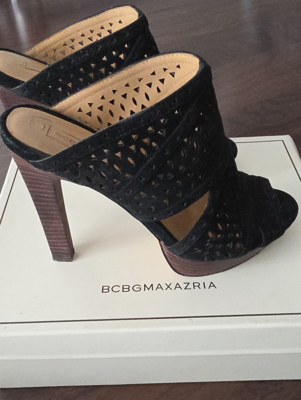 BCBGMaxAzria Black Suede Platform Heels